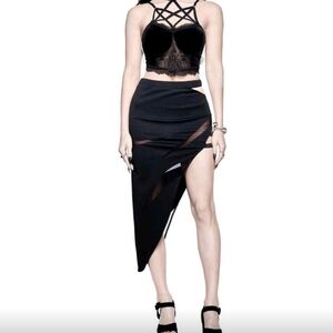 🖤 3/$45 NWT Romwe Goth Asymmetrical Split Skirt (L)